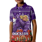 Personalized Dockers Football Christmas Kid Polo Shirt Australian Football Mascot - Ugly Xmas Pattern Festive