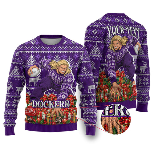 Personalized Dockers Football Christmas Ugly Christmas Sweater Australian Football Mascot - Ugly Xmas Pattern Festive