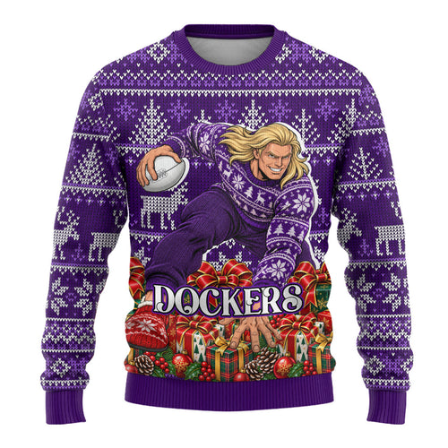 Personalized Dockers Football Christmas Ugly Christmas Sweater Australian Football Mascot - Ugly Xmas Pattern Festive