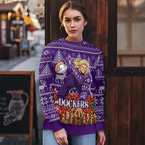 Personalized Dockers Football Christmas Ugly Christmas Sweater Australian Football Mascot - Ugly Xmas Pattern Festive