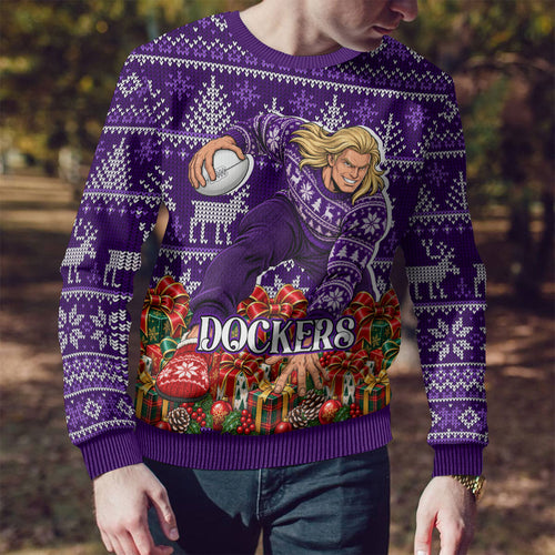 Personalized Dockers Football Christmas Ugly Christmas Sweater Australian Football Mascot - Ugly Xmas Pattern Festive