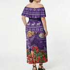 Personalized Dockers Football Christmas Off Shoulder Maxi Dress Australian Football Mascot - Ugly Xmas Pattern Festive