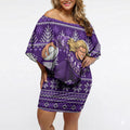 Personalized Dockers Football Christmas Off Shoulder Short Dress Australian Football Mascot - Ugly Xmas Pattern Festive