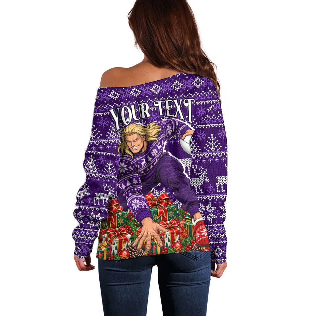 Personalized Dockers Football Christmas Off Shoulder Sweater Australian Football Mascot - Ugly Xmas Pattern Festive