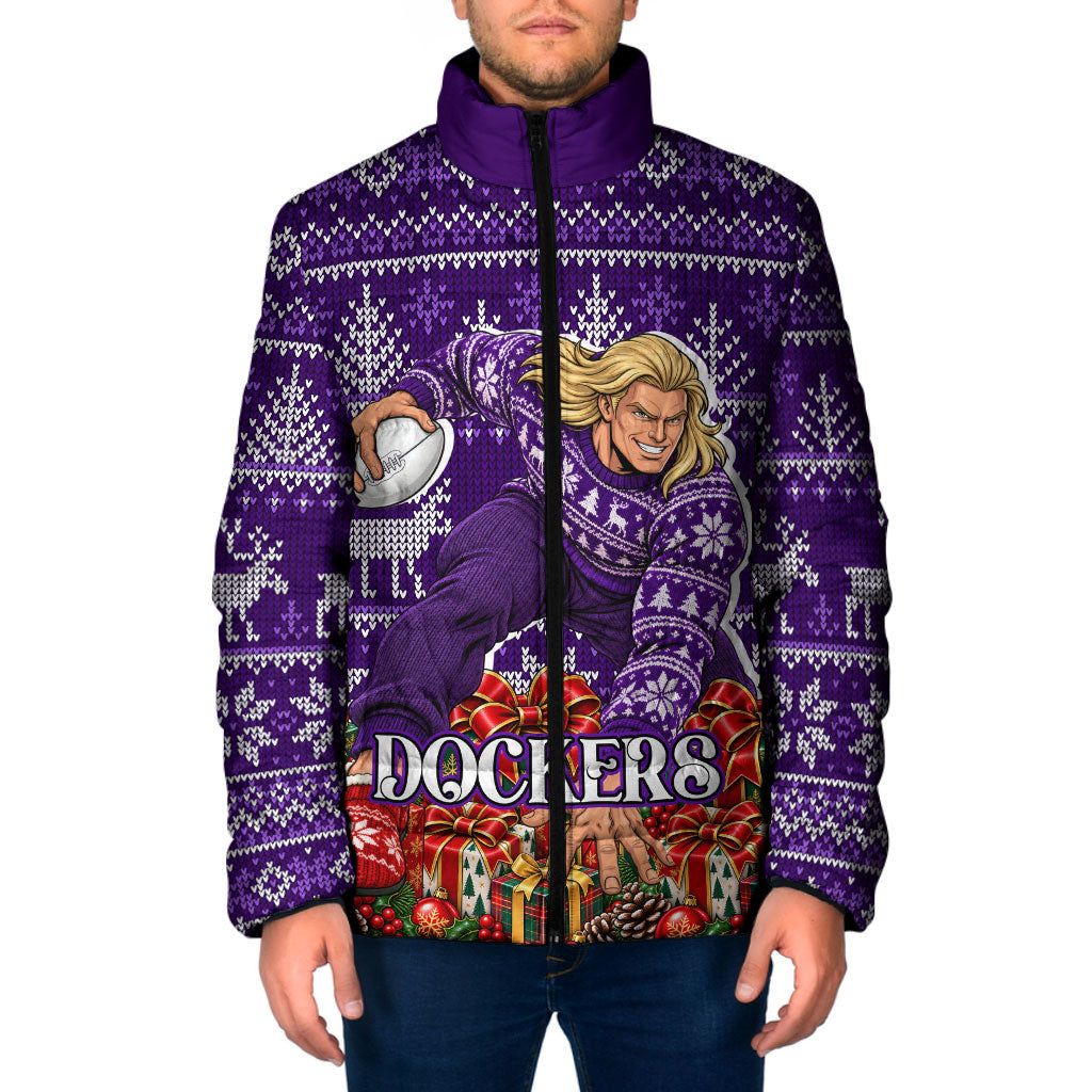 Personalized Dockers Football Christmas Padded Jacket Australian Football Mascot - Ugly Xmas Pattern Festive