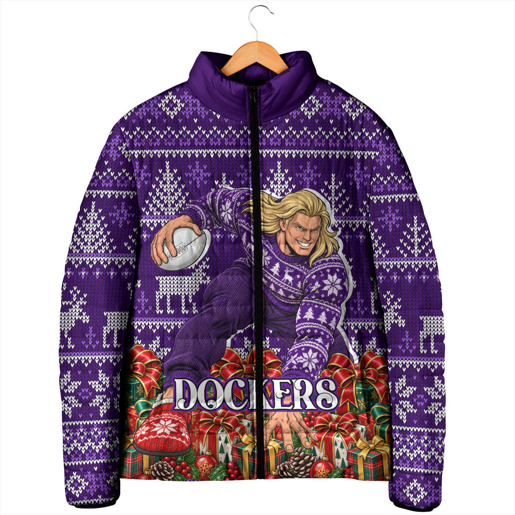 Personalized Dockers Football Christmas Padded Jacket Australian Football Mascot - Ugly Xmas Pattern Festive