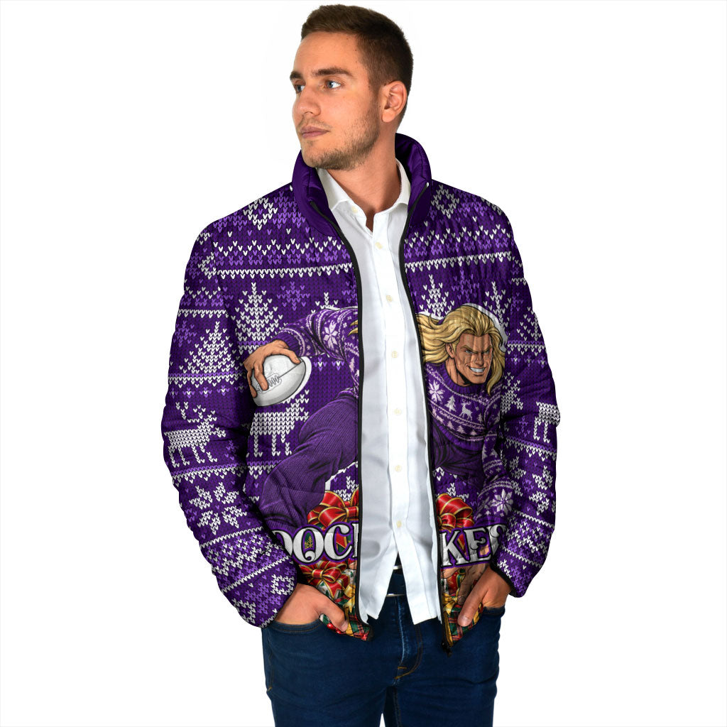 Personalized Dockers Football Christmas Padded Jacket Australian Football Mascot - Ugly Xmas Pattern Festive