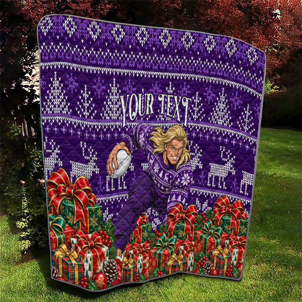 Personalized Dockers Football Christmas Quilt Australian Football Mascot - Ugly Xmas Pattern Festive