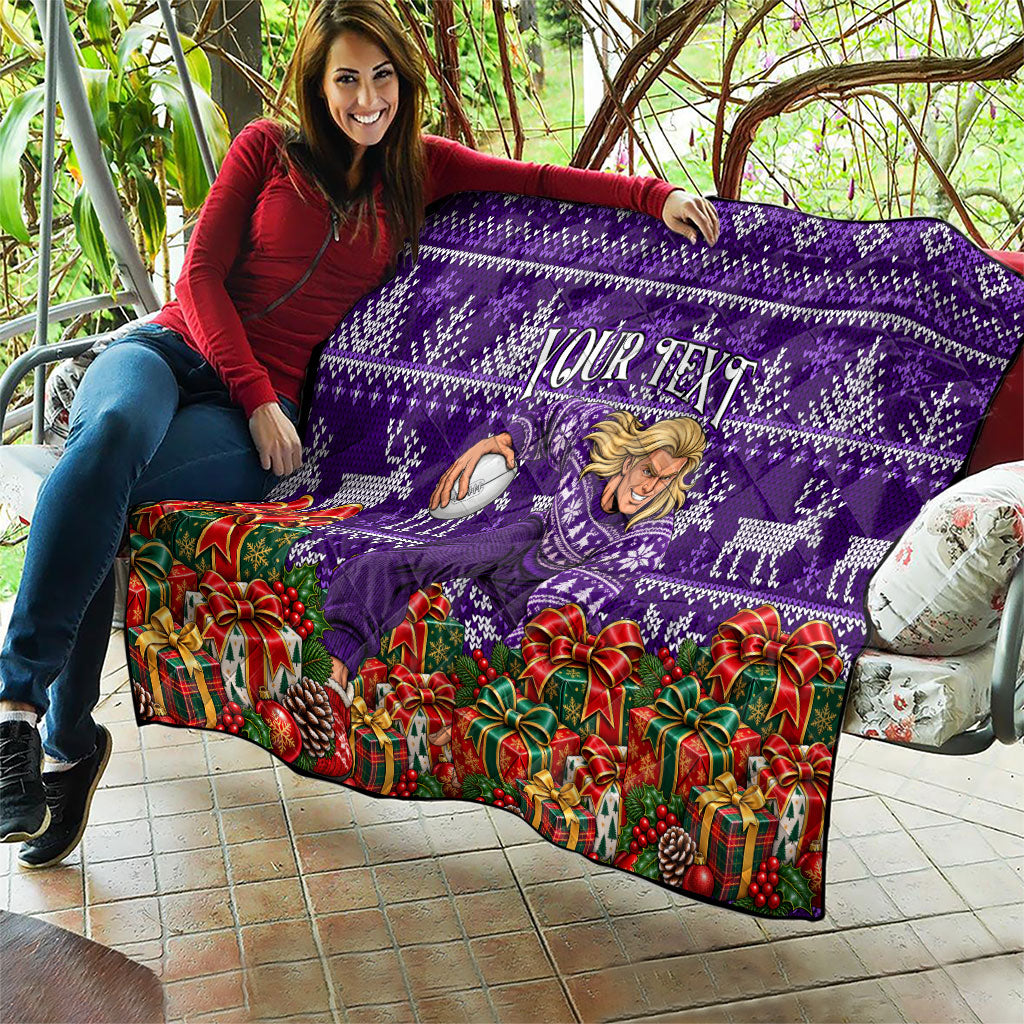 Personalized Dockers Football Christmas Quilt Australian Football Mascot - Ugly Xmas Pattern Festive