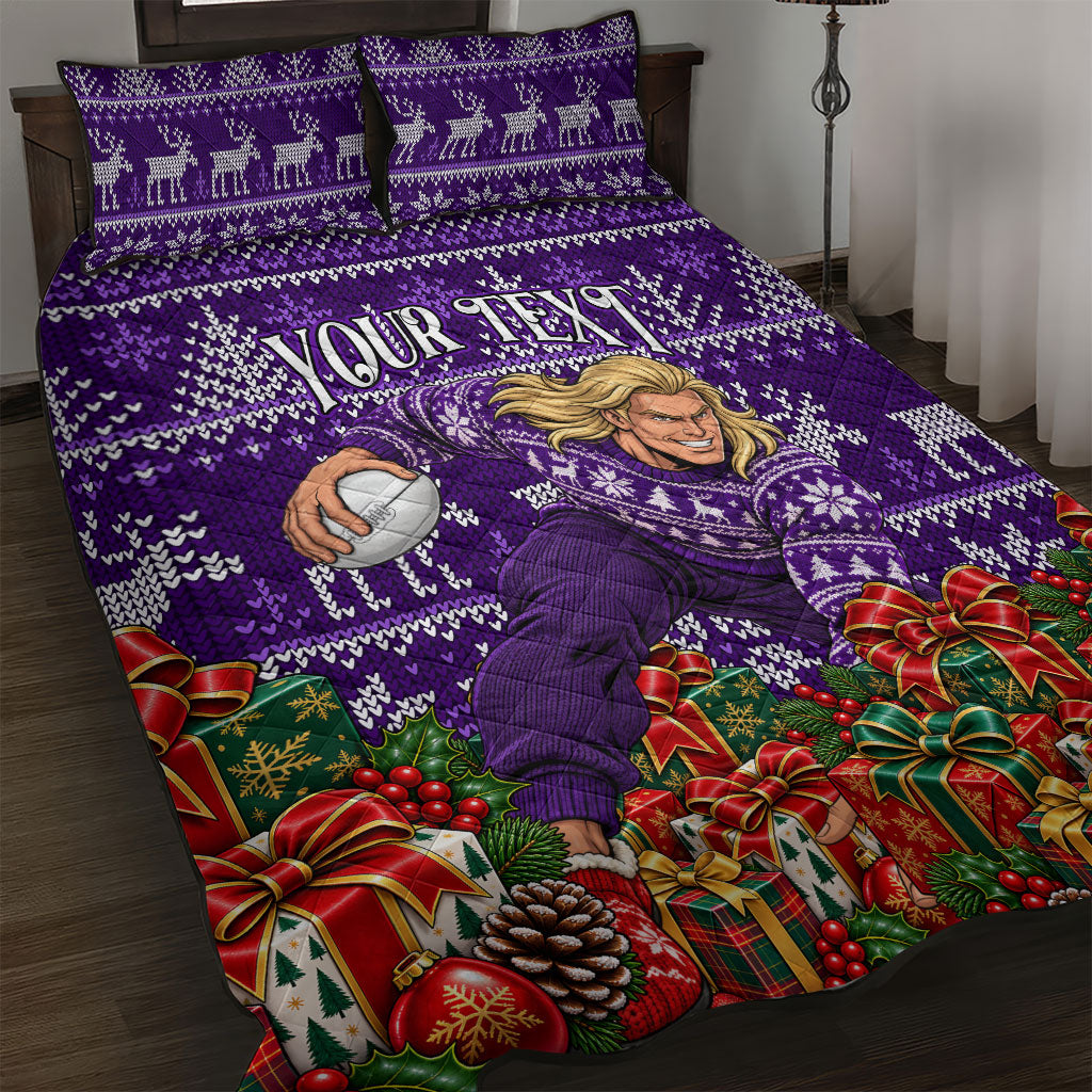 Personalized Dockers Football Christmas Quilt Bed Set Australian Football Mascot - Ugly Xmas Pattern Festive