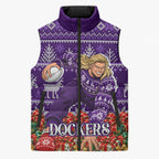 Personalized Dockers Football Christmas Sleeveless Puffer Jacket Australian Football Mascot - Ugly Xmas Pattern Festive