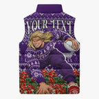 Personalized Dockers Football Christmas Sleeveless Puffer Jacket Australian Football Mascot - Ugly Xmas Pattern Festive
