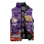 Personalized Dockers Football Christmas Sleeveless Puffer Jacket Australian Football Mascot - Ugly Xmas Pattern Festive