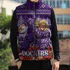 Personalized Dockers Football Christmas Sleeveless Puffer Jacket Australian Football Mascot - Ugly Xmas Pattern Festive