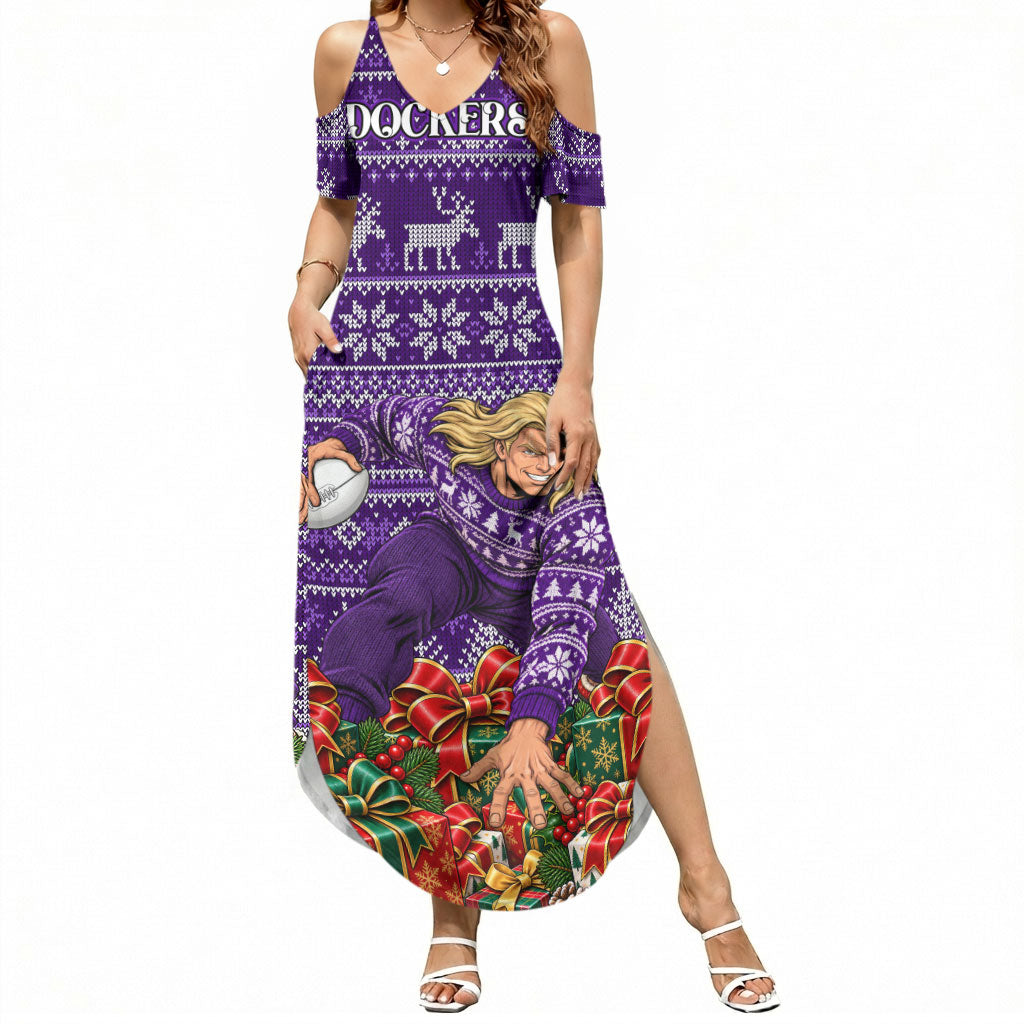 Personalized Dockers Football Christmas Summer Maxi Dress Australian Football Mascot - Ugly Xmas Pattern Festive
