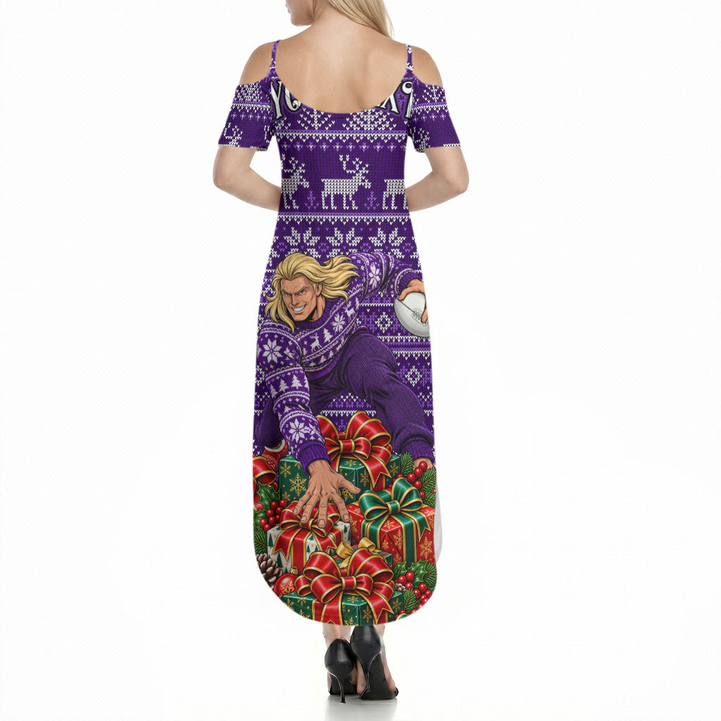 Personalized Dockers Football Christmas Summer Maxi Dress Australian Football Mascot - Ugly Xmas Pattern Festive
