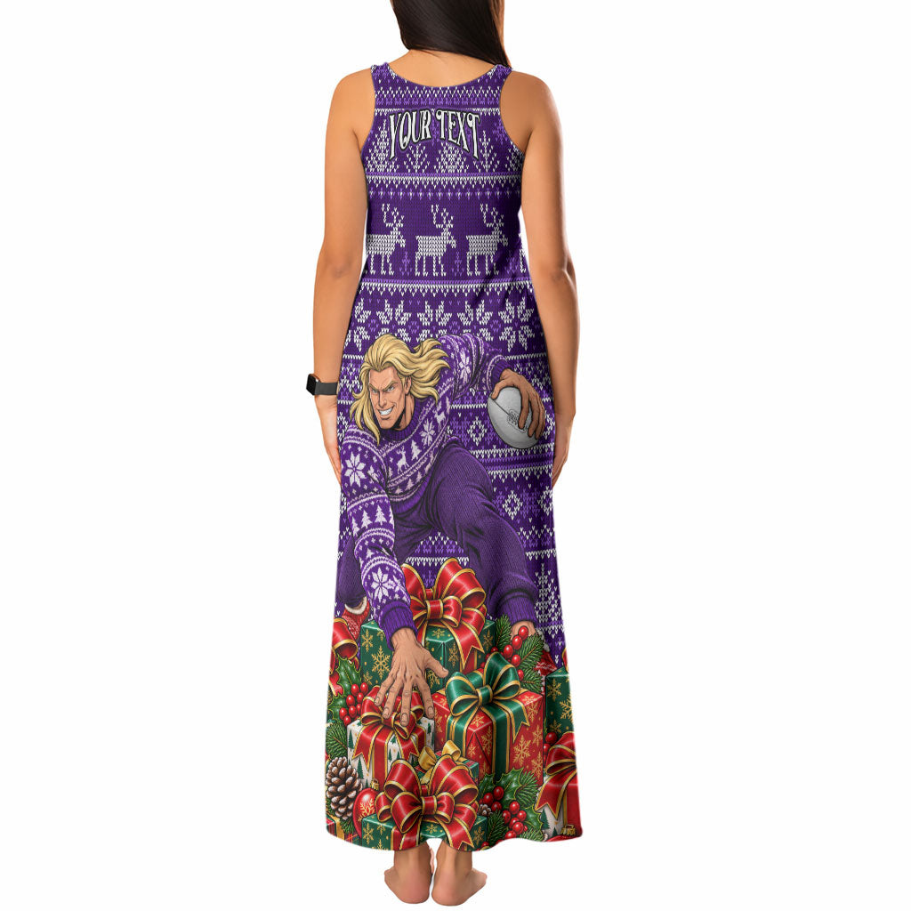 Personalized Dockers Football Christmas Tank Maxi Dress Australian Football Mascot - Ugly Xmas Pattern Festive