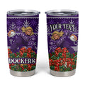 Personalized Dockers Football Christmas Tumbler Cup Australian Football Mascot - Ugly Xmas Pattern Festive