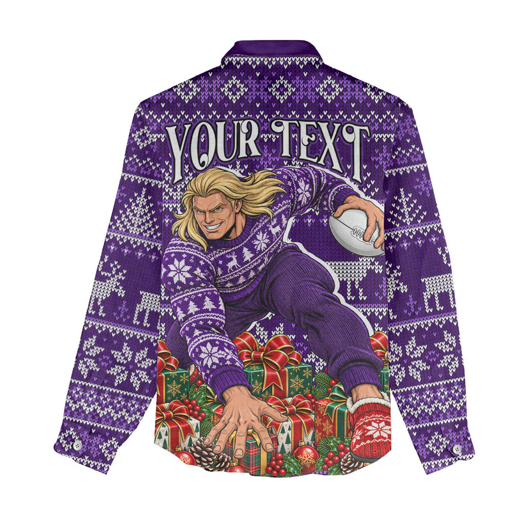 Personalized Dockers Football Christmas Women Casual Shirt Australian Football Mascot - Ugly Xmas Pattern Festive