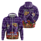 Personalized Dockers Football Christmas Zip Hoodie Australian Football Mascot - Ugly Xmas Pattern Festive