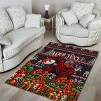 Personalized Bombers Football Christmas Area Rug Australian Football Mascot - Ugly Xmas Pattern Festive