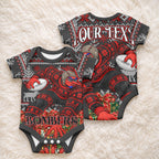 Personalized Bombers Football Christmas Baby Onesie Australian Football Mascot - Ugly Xmas Pattern Festive