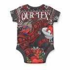 Personalized Bombers Football Christmas Baby Onesie Australian Football Mascot - Ugly Xmas Pattern Festive
