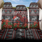 Personalized Bombers Football Christmas Back Car Seat Cover Australian Football Mascot - Ugly Xmas Pattern Festive