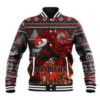Personalized Bombers Football Christmas Baseball Jacket Australian Football Mascot - Ugly Xmas Pattern Festive
