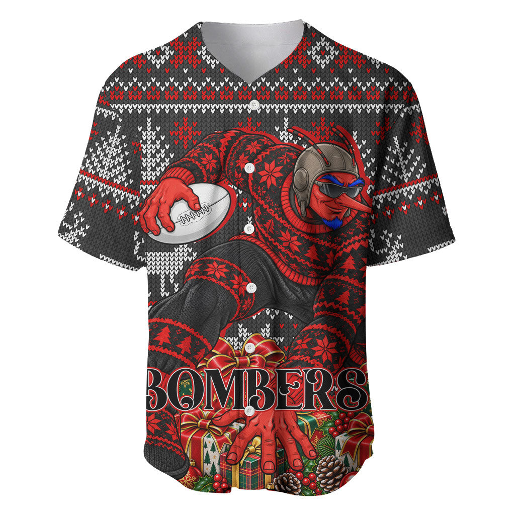 Personalized Bombers Football Christmas Baseball Jersey Australian Football Mascot - Ugly Xmas Pattern Festive