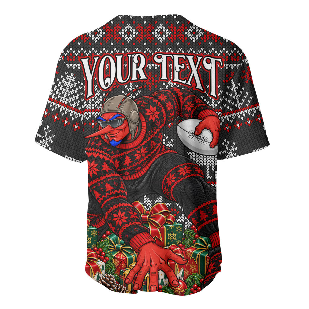 Personalized Bombers Football Christmas Baseball Jersey Australian Football Mascot - Ugly Xmas Pattern Festive