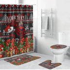 Personalized Bombers Football Christmas Bathroom Set Australian Football Mascot - Ugly Xmas Pattern Festive