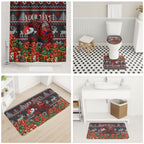 Personalized Bombers Football Christmas Bathroom Set Australian Football Mascot - Ugly Xmas Pattern Festive