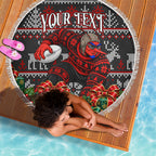 Personalized Bombers Football Christmas Beach Blanket Australian Football Mascot - Ugly Xmas Pattern Festive