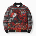Personalized Bombers Football Christmas Bomber Puffer Jacket Australian Football Mascot - Ugly Xmas Pattern Festive