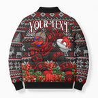 Personalized Bombers Football Christmas Bomber Puffer Jacket Australian Football Mascot - Ugly Xmas Pattern Festive