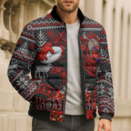 Personalized Bombers Football Christmas Bomber Puffer Jacket Australian Football Mascot - Ugly Xmas Pattern Festive