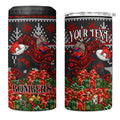 Personalized Bombers Football Christmas 4 in 1 Can Cooler Tumbler Australian Football Mascot - Ugly Xmas Pattern Festive