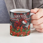 Personalized Bombers Football Christmas Ceramic Mug Australian Football Mascot - Ugly Xmas Pattern Festive