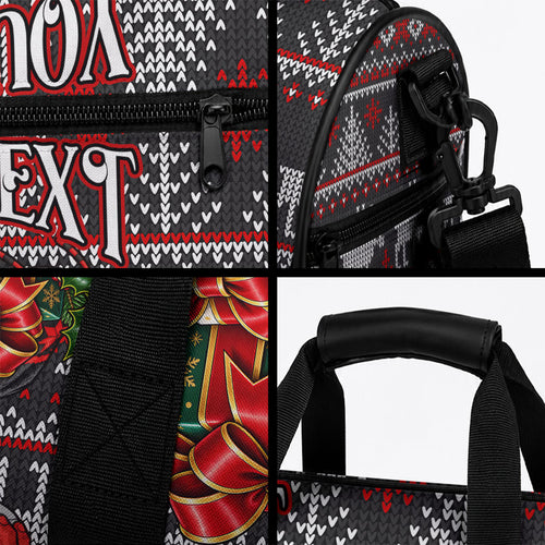 Personalized Bombers Football Christmas Duffle Bag Australian Football Mascot - Ugly Xmas Pattern Festive