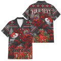 Personalized Bombers Football Christmas Family Matching Long Sleeve Bodycon Dress and Hawaiian Shirt Australian Football Mascot - Ugly Xmas Pattern Festive