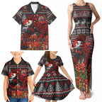 Personalized Bombers Football Christmas Family Matching Tank Maxi Dress and Hawaiian Shirt Australian Football Mascot - Ugly Xmas Pattern Festive