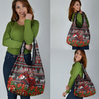 Personalized Bombers Football Christmas Grocery Bag Australian Football Mascot - Ugly Xmas Pattern Festive
