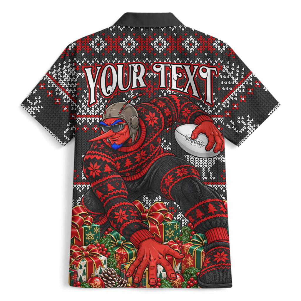 Personalized Bombers Football Christmas Hawaiian Shirt Australian Football Mascot - Ugly Xmas Pattern Festive