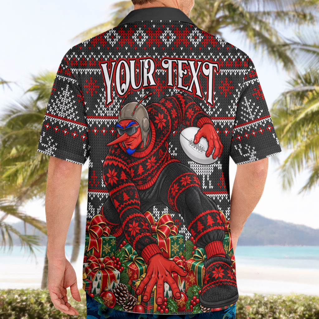 Personalized Bombers Football Christmas Hawaiian Shirt Australian Football Mascot - Ugly Xmas Pattern Festive