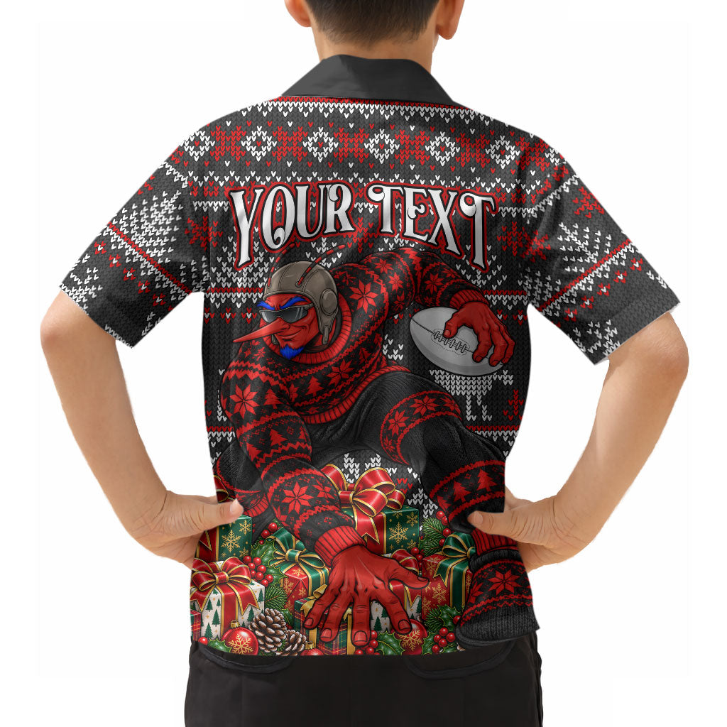Personalized Bombers Football Christmas Hawaiian Shirt Australian Football Mascot - Ugly Xmas Pattern Festive