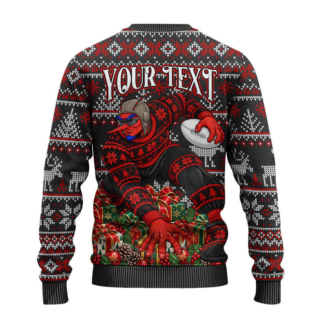 Personalized Bombers Football Christmas Ugly Christmas Sweater Australian Football Mascot - Ugly Xmas Pattern Festive