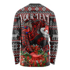 Personalized Bombers Football Christmas Long Sleeve Shirt Australian Football Mascot - Ugly Xmas Pattern Festive