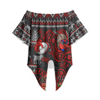 Personalized Bombers Football Christmas Off Shoulder Wrap Waist Top Australian Football Mascot - Ugly Xmas Pattern Festive