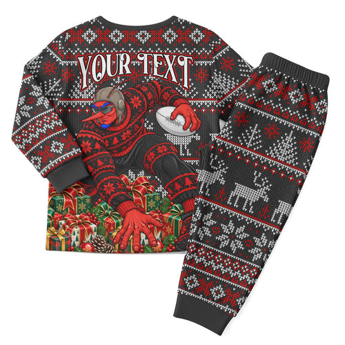 Personalized Bombers Football Christmas Pajama Set Australian Football Mascot - Ugly Xmas Pattern Festive